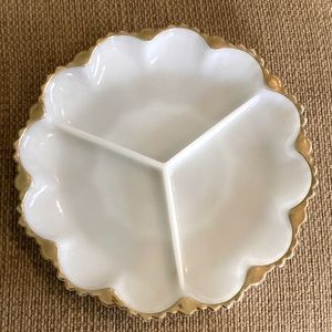 Fire King Divided Serving Plate. Beautiful vintage piece!  10 inch diameter.